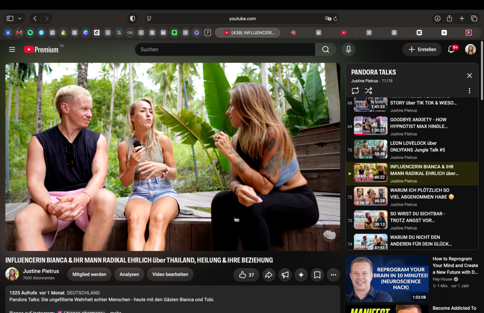 Justine im Pandora Talk mit Bianca Obermann und ihrem Partner